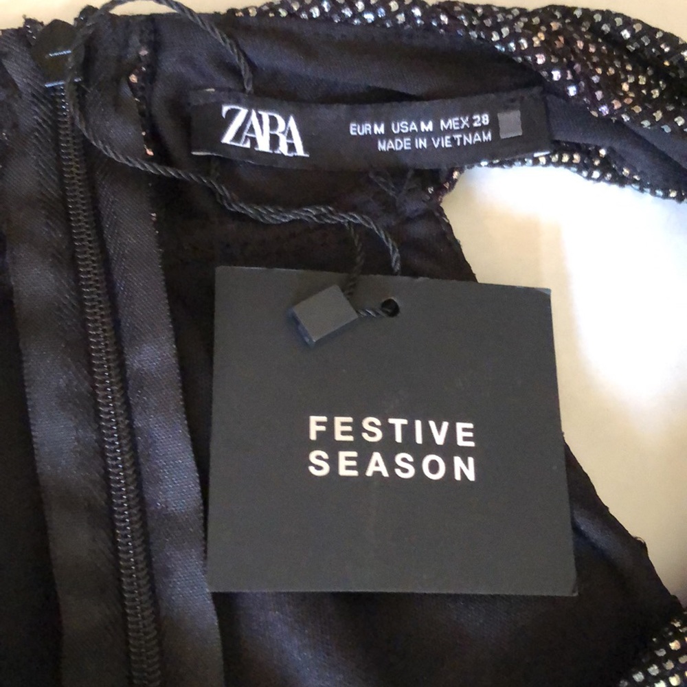 ZARA Metallic Draped Mini Dress/NWT - Picture 9 of 15